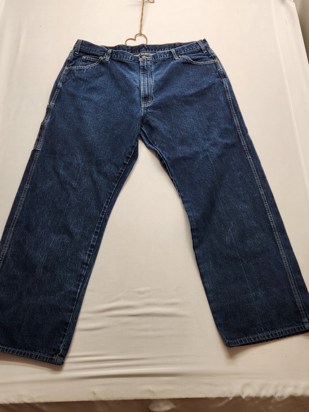 ⭐️VINTAGE Dickies Carpenter Jeans 42x32 Dark Wash Distressed Workwear Baggy 